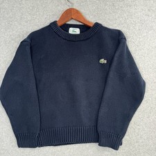 Lacoste Chemise Vintage Kids Sweater Navy 100 Cotton Knit Size S 8/10 Crewneck