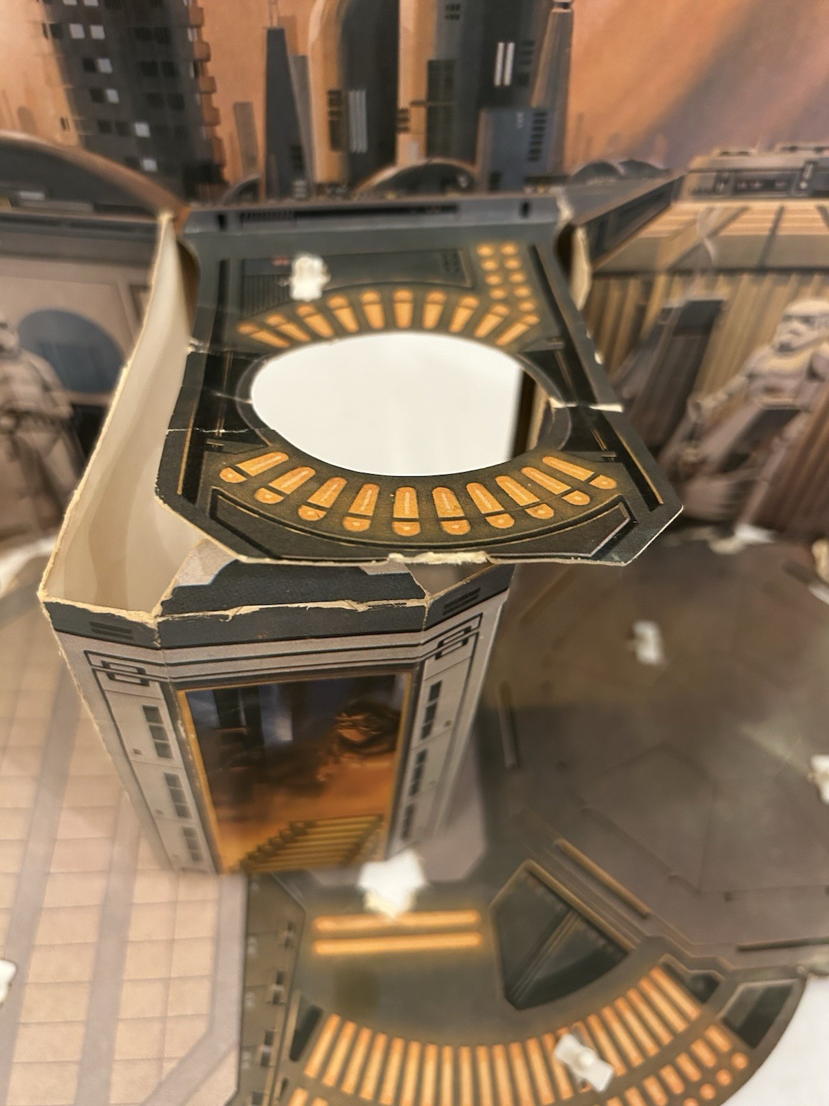 STAR WARS CLOUD CITY PLAYSET BACKDROP W FOOT PEGS & FIGS KENNER VINTAGE 1980 ESB