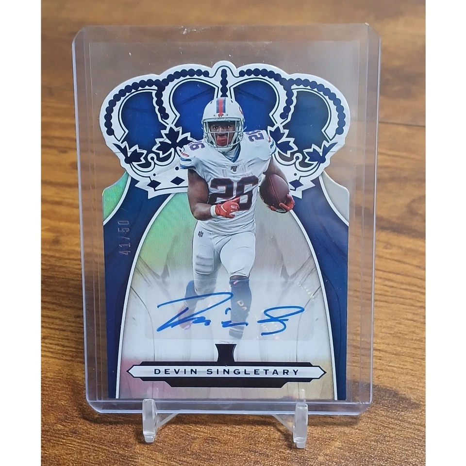 2019 PANINI Chronicles Devin Singletary Crown Royale Die Cut Auto Blue RC-23  - Image 3 of 4