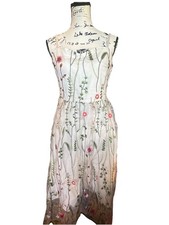 Embroidered Floral White Sundress Medium