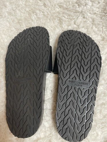 Saint Laurent Jimmy Logo Black Leather Embroidered Slide Sandals EUR37,5 - Bild 8 von 8