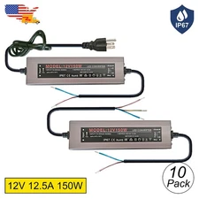 10 Pack Waterproof LED Converter 12V 150W 12.5A AC 110V To DC 12V Led Driver