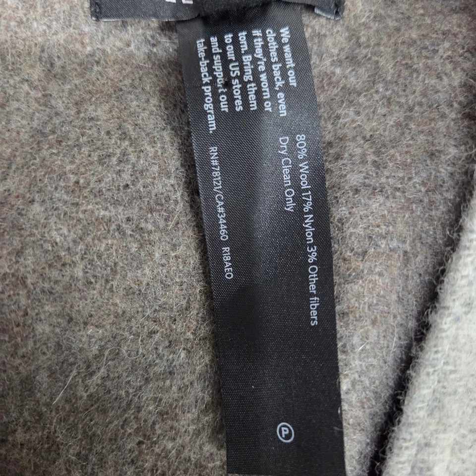 EILEEN FISHER  Open Poncho Women OS Gray Geometric Colorblock Wool Blend - Image 4 of 4