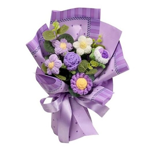 Completed Crochet Flowers Bouquet, Handmade Knitted Roses Bouquet Gifts for