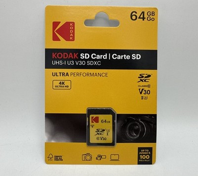 Kodak 64GB Class 10 UHS-I U3 V30 SDXC Memory Card - Brand New In Packaging