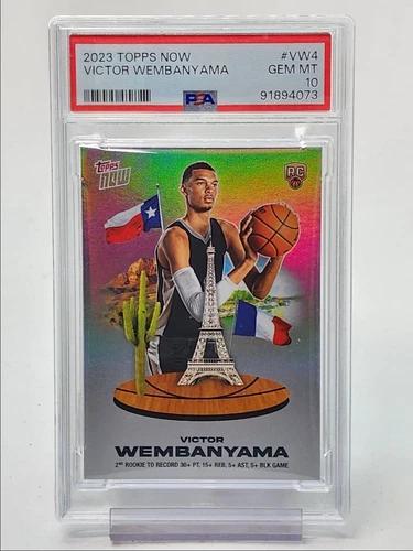 VICTOR WEMBANYAMA 2023-24 TOPPS NOW ROOKIE BASKETBALL SPURS RC PSA 10 Q4695