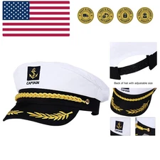 Adult Yacht Captain Hat White Sailor Hat for Women Men Yacht Boat Sailor Capt...