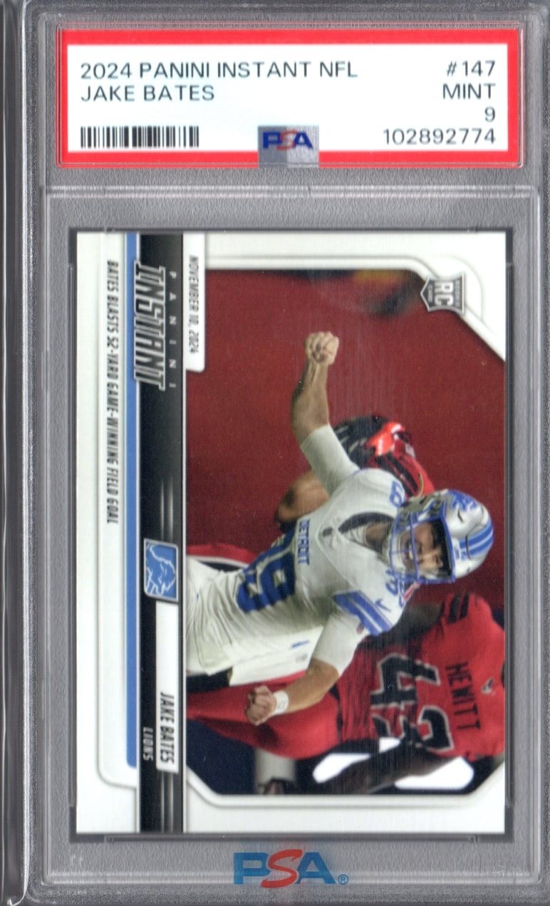 Jake Bates 2024 Panini Instant Football #147 RC Detroit Lions /424 PSA 9