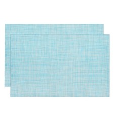 2 Set Place Mats 450x300mm Table Mats PVC Washable Woven Placemat Blue