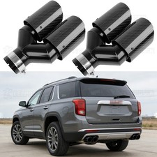 Pair Carbon Fiber 2.5 Inlet 4 Outlet Dual Exhaust Pipe Tips For Gmc Acadia