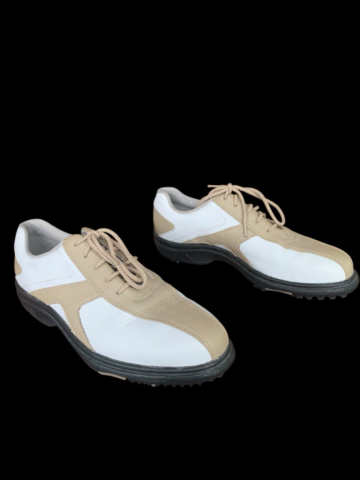 Footjoy Sierra Treks Golf Shoes White Brown Black Saddle Spikes WOMENS 8