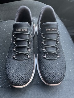 Girls Size 3 Black Sparkly Slip Ins Hands Free Slip On Skechers Trainers