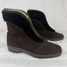 Snowland VTG 70s Boots Womens Size US 5 Brown Suede Leather With Faux Fur USA