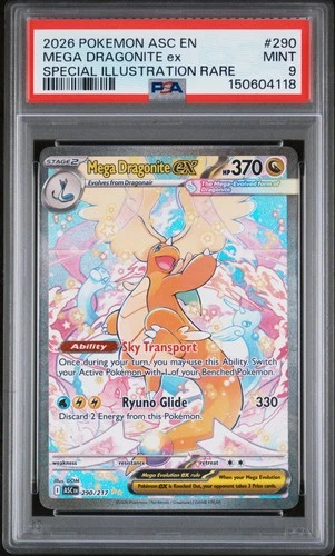 2026 POKEMON ASCENDED HEROES SPECIAL ILLUSTRATION RARE MEGA DRAGONITE EX PSA 9
