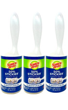 NEW SCOTCH BRITE 3M LINT ROLLER 50 STICKER 95 SHEETS- CRUMBS, PET HAIR 3 PK