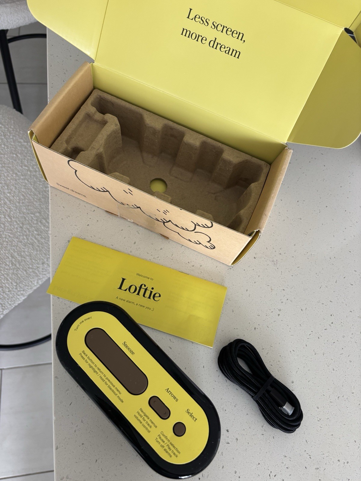 Loftie Smart Alarm Clock Brown Bluetooth Speaker Sound Machine NEW OPEN BOX