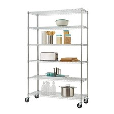 EcoStorage Chrome 6-Tier Rolling Steel Wire Shelving Unit (48 in. Wx77 in. Hx18
