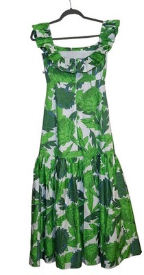 Tuckernuck Hyacinth House Green Dandelion Floral Off-the-Shoulder Giselle Dress