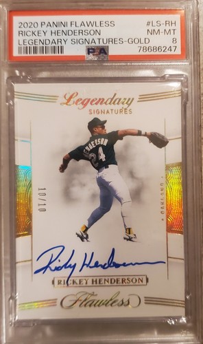 2020 Panini Flawless Auto Rickey Henderson Gold Signatures /10 Psa 8