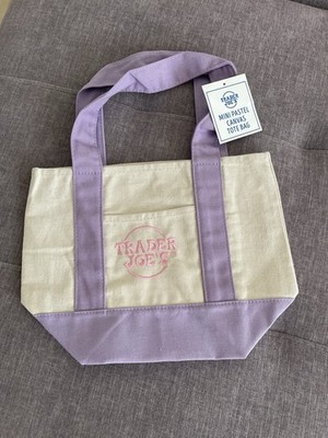 Trader Joe s Mini Pastel Canvas Tote Bag Lavender purple