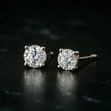 1Ct Round Cut Lab Created Diamond Solitaire Stud Earrings 14K white Gold Plated