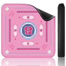 Pink Mahjong Learning Mat with Black Carrying Bag, Anti-Slip, Noise-Reducing ...