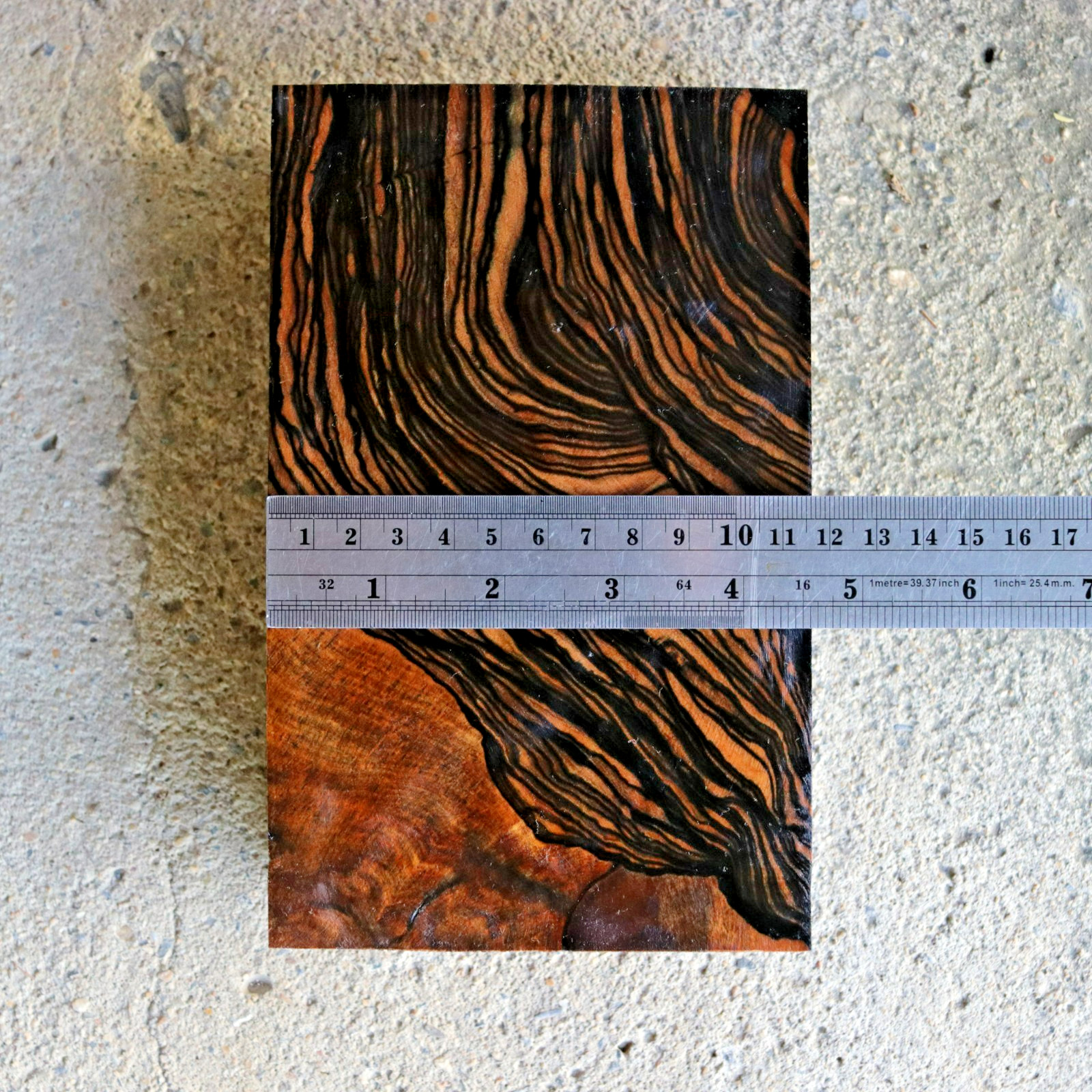 Highly Figured Makrit Ebony Exotic Block 116x185x56mm Woodworking #1313