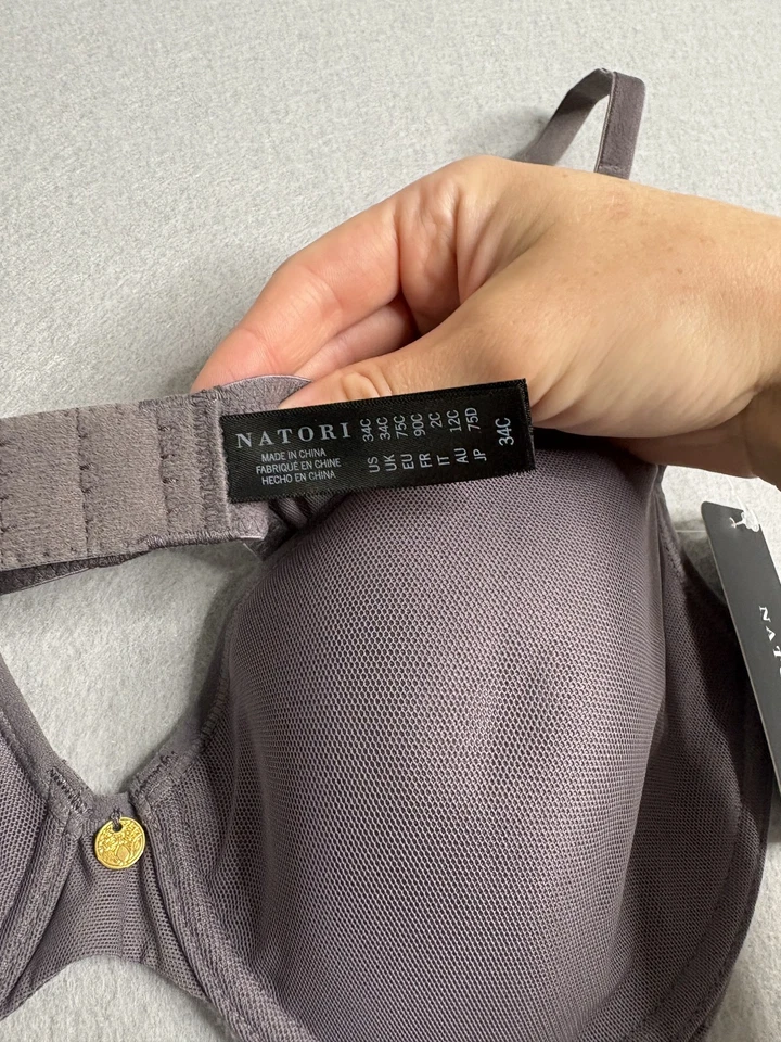Natori Highlight Bra Womens 34C Gunmetal Gray Underwire Padded Mesh 711149 New - Image 4 of 4