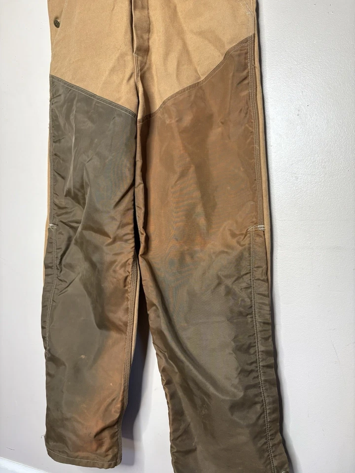 Vintage 80s Carhartt Bibs Overalls Brown USA 38x30 Hunting Nylon Double Knee Vtg - Image 3 of 4