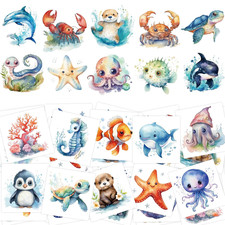 140Pcs Ocean Animals Temporary Tattoos for Kids under the Sea Creature Individua