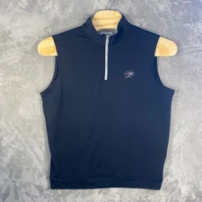 Peter Millar Mens Vest Navy Blue Quarter Zip Gator Creek Logo Size L