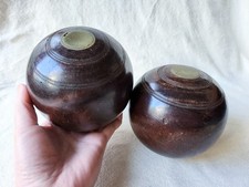 A Pair of Antique Wooden Bocce Balls Lawn Bowling Balls JAQUES & SON London