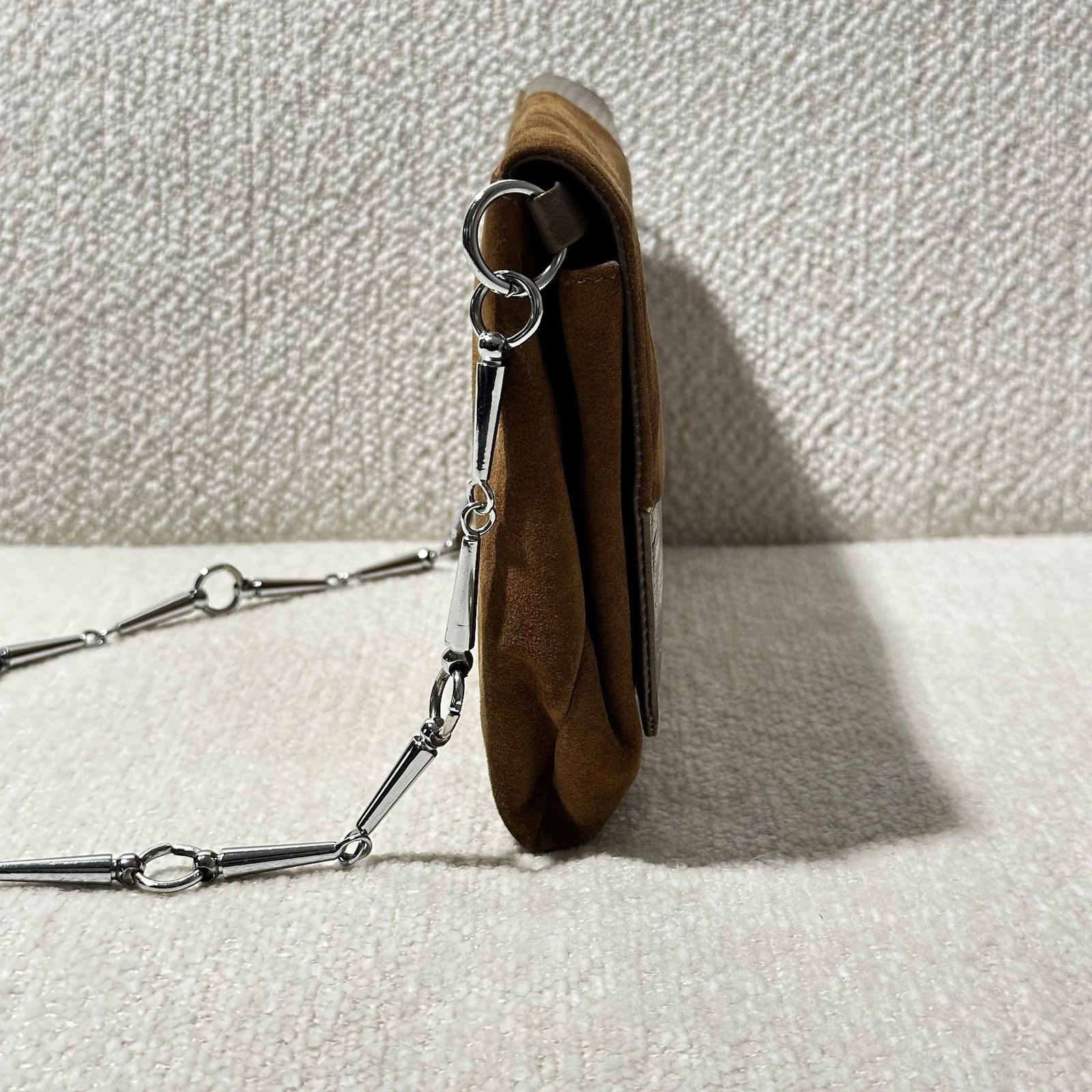 Leather Patchwork Shoulder Bag with Chain Strap - image 11