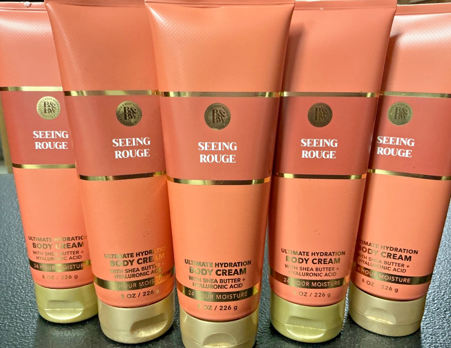 5 (FIVE) SEEING ROUGE 8oz Shea CREAM Bath and & Body Works EVERYDAY LUXURIES