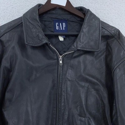 ジャケット・アウター Vintage Gap Jacket Men XL Black Leather Vintage GAP Leather Jacket Mens XL Black Full Zip Quilted Lined