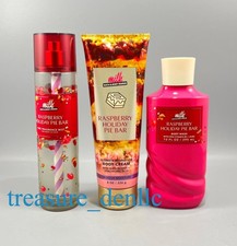 Bath  Body Works Milk Bar RASPBERRY HOLIDAY PIE BAR Body Mist Wash  Cream 3Pc