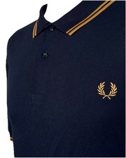 Fred Perry M3600 Polo Mens 2XL XXL Navy/Dark Caramel Ska Mod Scooter Casuals