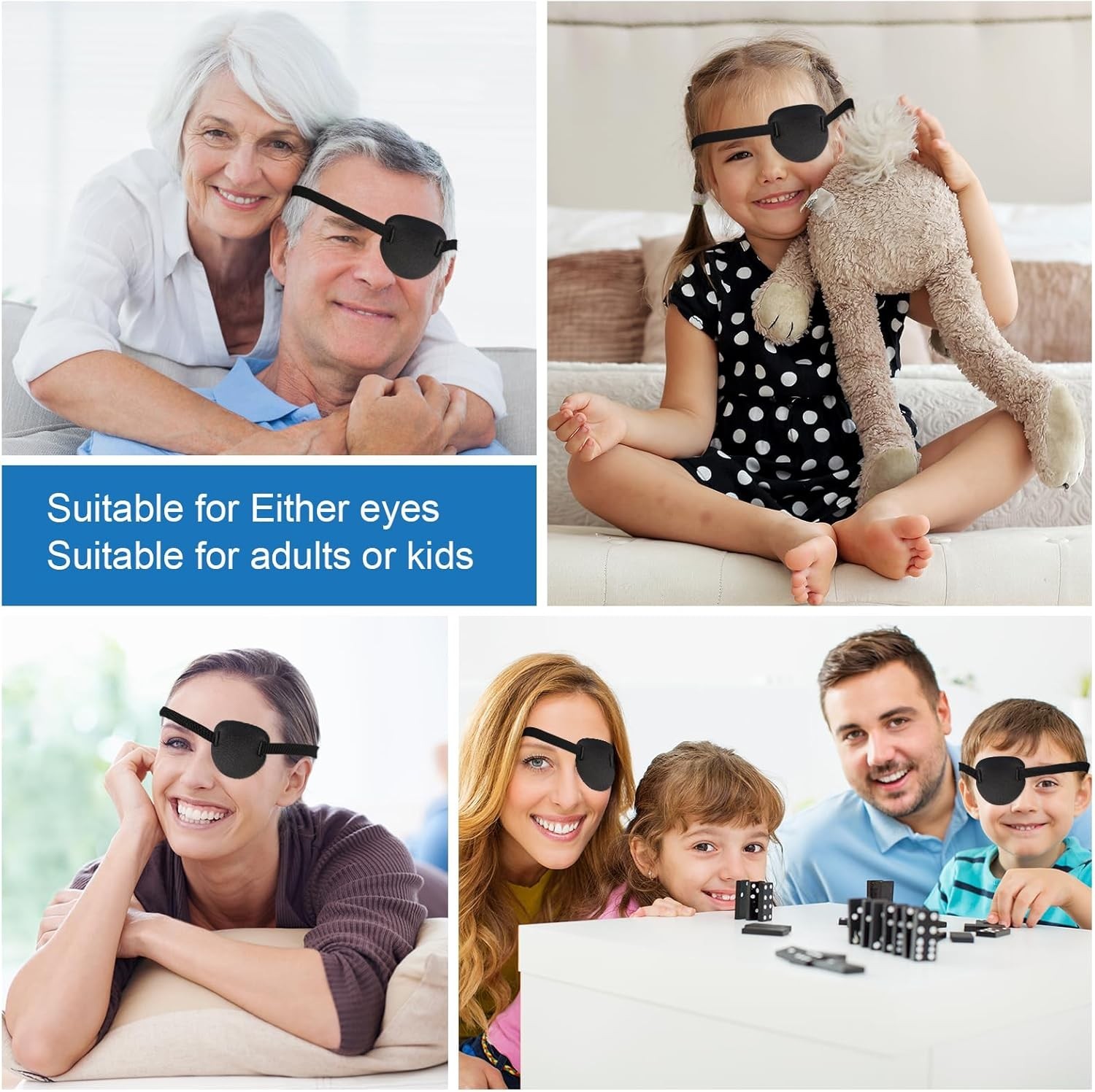 2 Pcs Adjustable Eye Patches for Adults & Kids - Comfortable Lazy Eye Solution