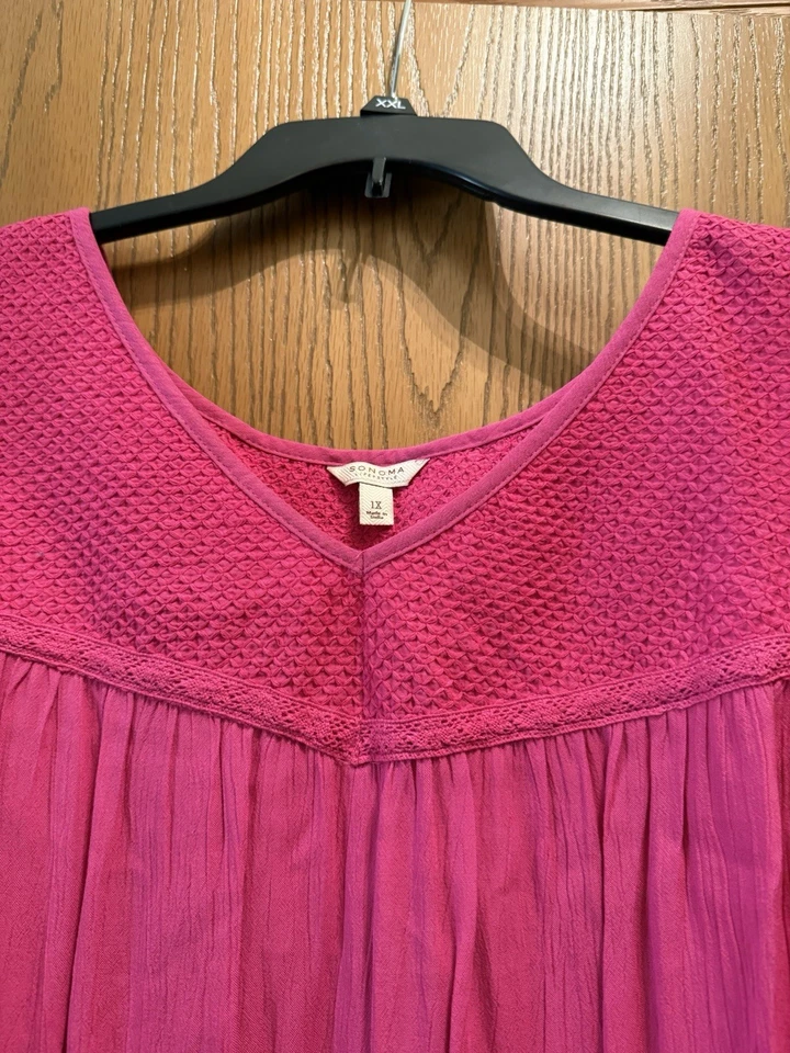 Camiseta sin mangas Sonoma FLOWY rosa con detalle superior nueva con etiquetas, 1x Foto 3 de 4