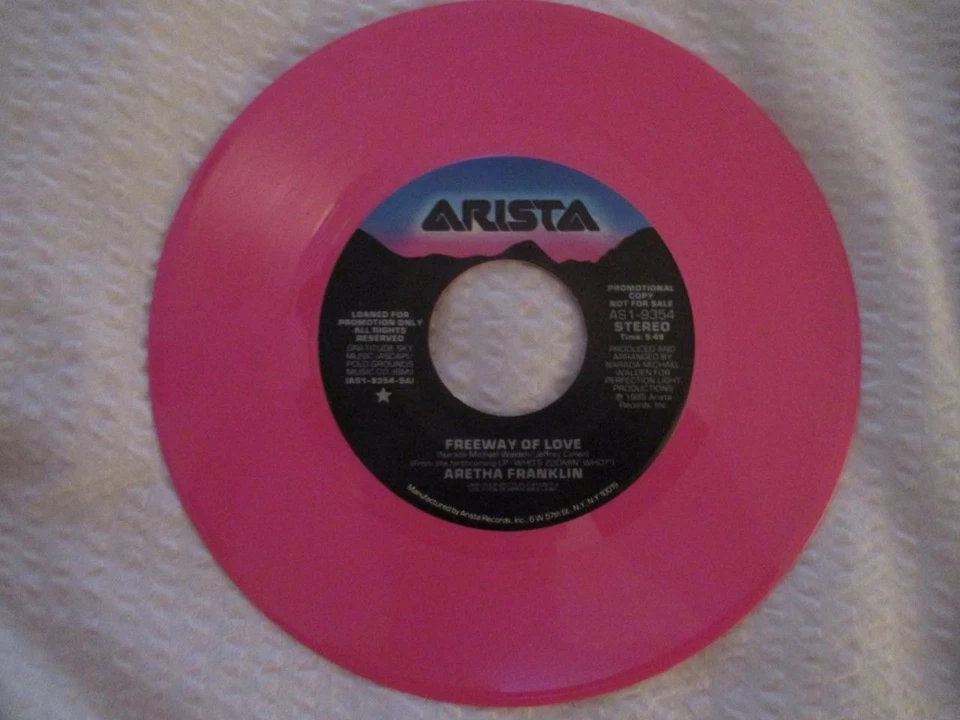 Aretha Franklin 45 "FREEWAY OF LOVE" PROMO Pink Vinyl & Picture Sleeve Mint - Image 3 of 4