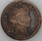 1910-P Barber Dime 90% Silver, 100+ years Old As Shown [SN02]
