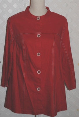 S.P. COLLECTION Women's Red Shirt M California Linen Blend Button Up Made In USA