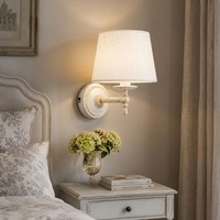 Wandlampe Stoff Muster Weiß Wohnzimmer Blendarm E14 B:20 Cm Wandleuchte Flur