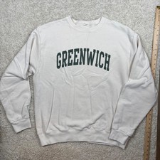 Brandy Melville Greenwich Crewneck Sweatshirt Cream Green College Style