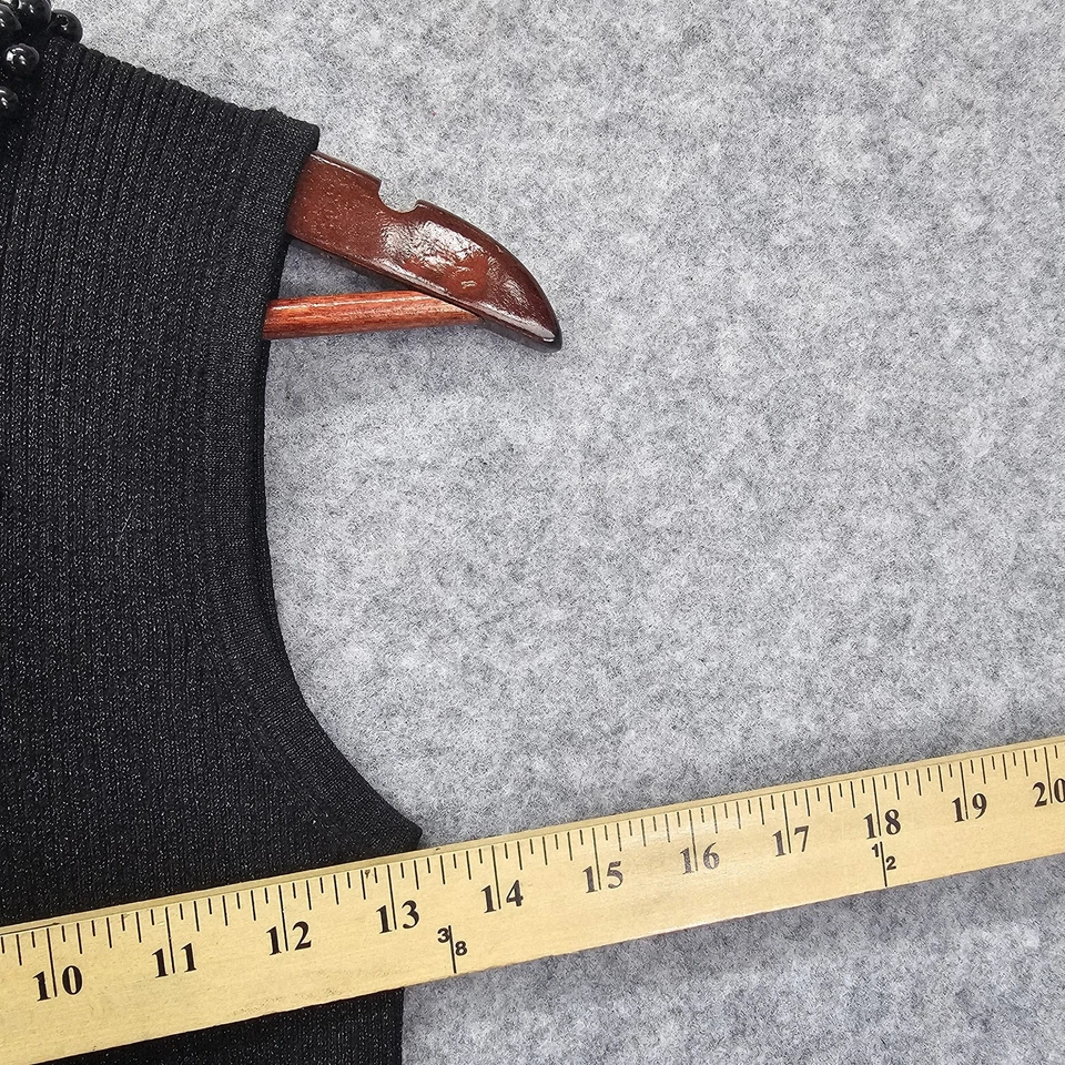 Suéter sin mangas Adrienne Vittadini Top para mujer S negro con cuentas cuello alto caprichoso Foto 4 de 4