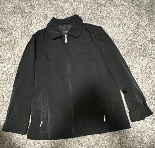 London Fog Towne Collection Women’s Black Full Zip Jacket Pockets Size S