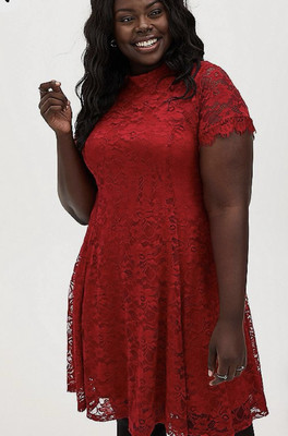 TORRID Skater Red Lace Stand Up Collar Short Sleeve Dress size 1X (14-16)  NWOT | eBay