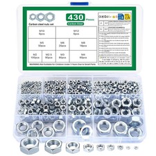 Metric Hex Nuts Assortment Kit, 430 Pcs Stainless Steel Hex Nuts Set, Hex Har...