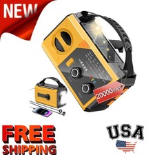 NOAA Weather Radio 20000mAh Solar Hand Crank AM/FM BT Flashlight SOS Yellow FS