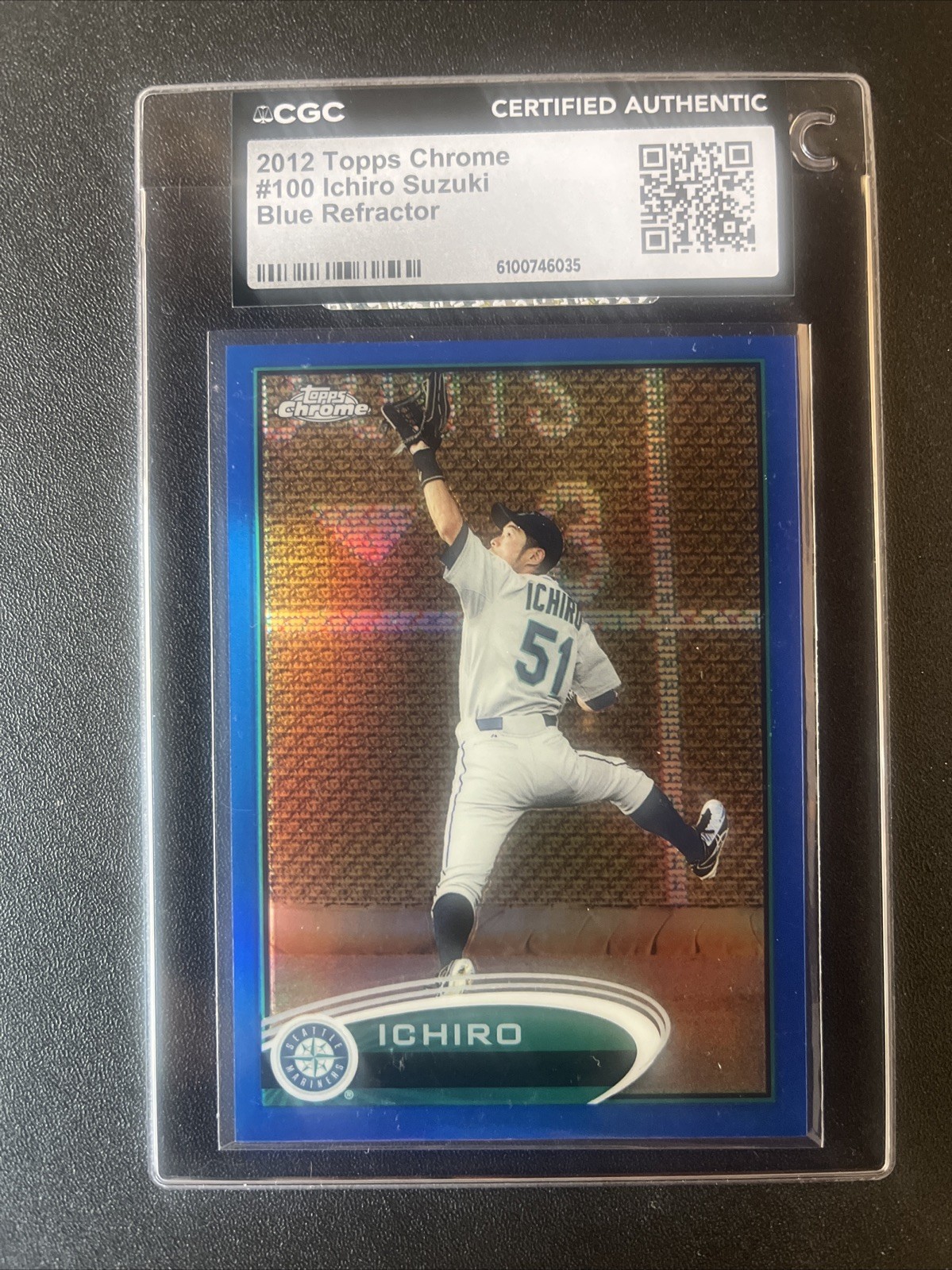 2012 TOPPS CHROME ICHIRO #100 BLUE REFRACTOR 105/199